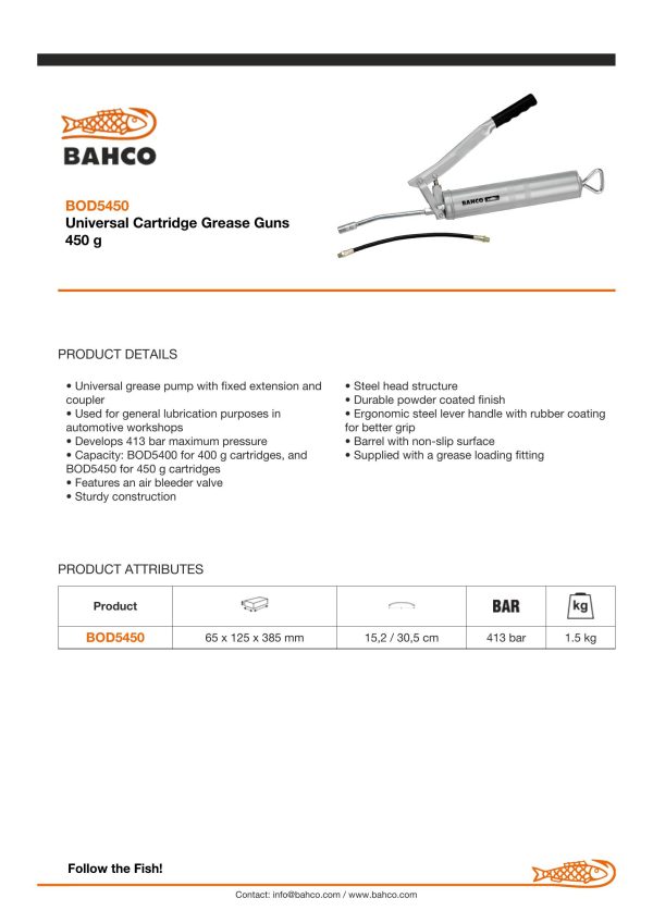Bahco 450g Cartridge Eco Grease Gun - Image 3