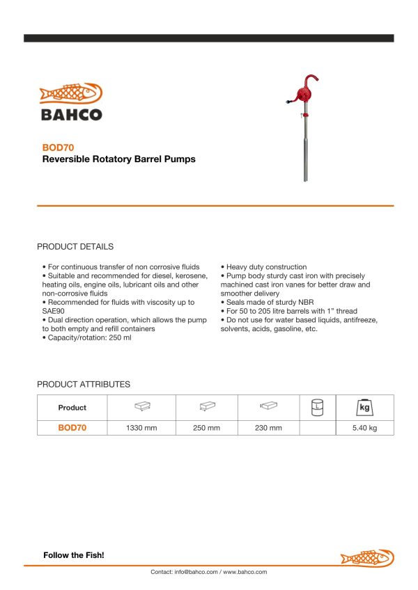 Bahco Reversible Rotatory Barrel Pumps - Image 2