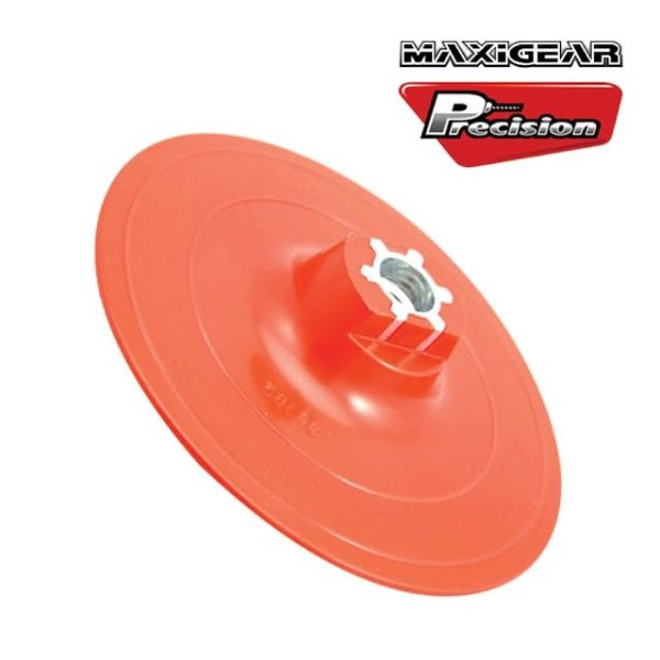 MAXIGEAR PAD BACKING 125MM DIAMETER M14 X 2 MEDIUM FLEXIBILITY VELCRO RED