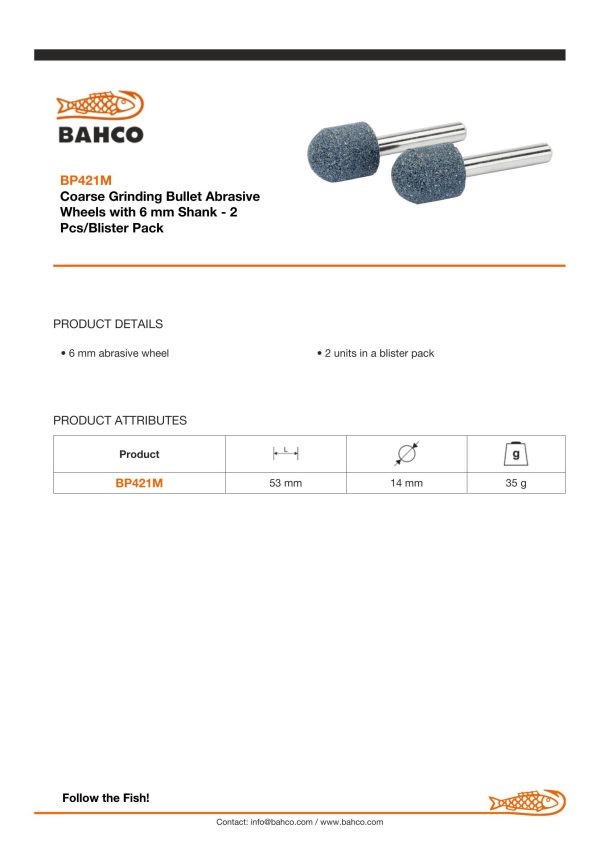 Bahco Abrasive Wheels - suits BP822 - Image 3