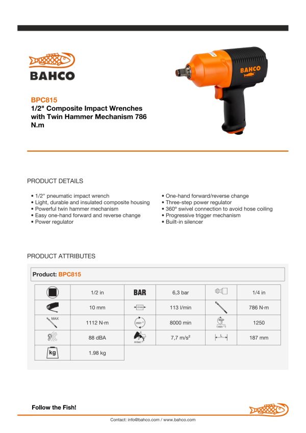 Bahco 1/2" Drive Impact Wrench - Image 6