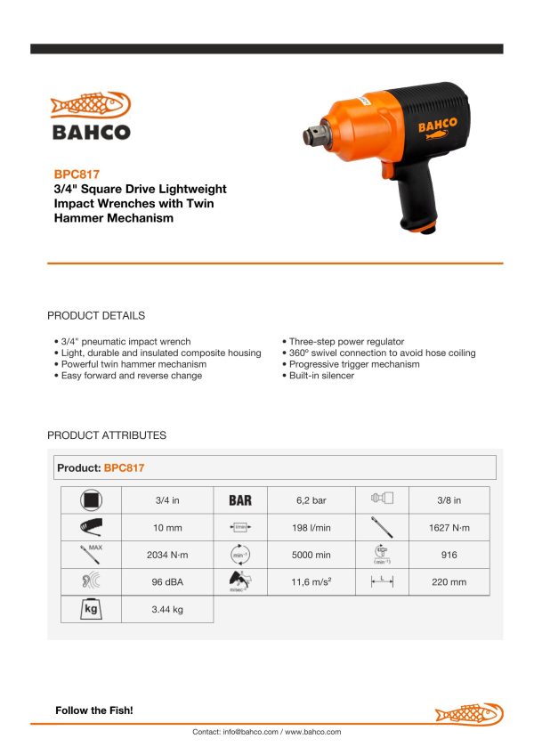 Bahco 3/4" Drive Impact Wrench - Image 6