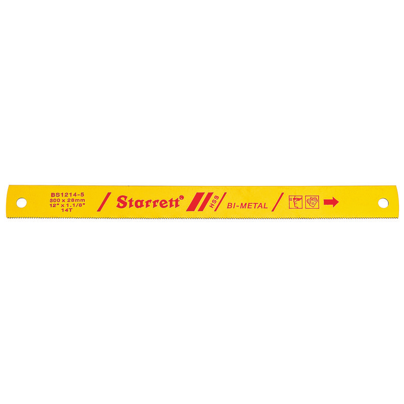 Starrett Power Hacksaw Blades Bi-Metal 300mm X 28mm X 1.25mm X 14TPI (SINGLES) BS1214-5 12 x 1-1/8 x .050 x 14T, Bi-Metal