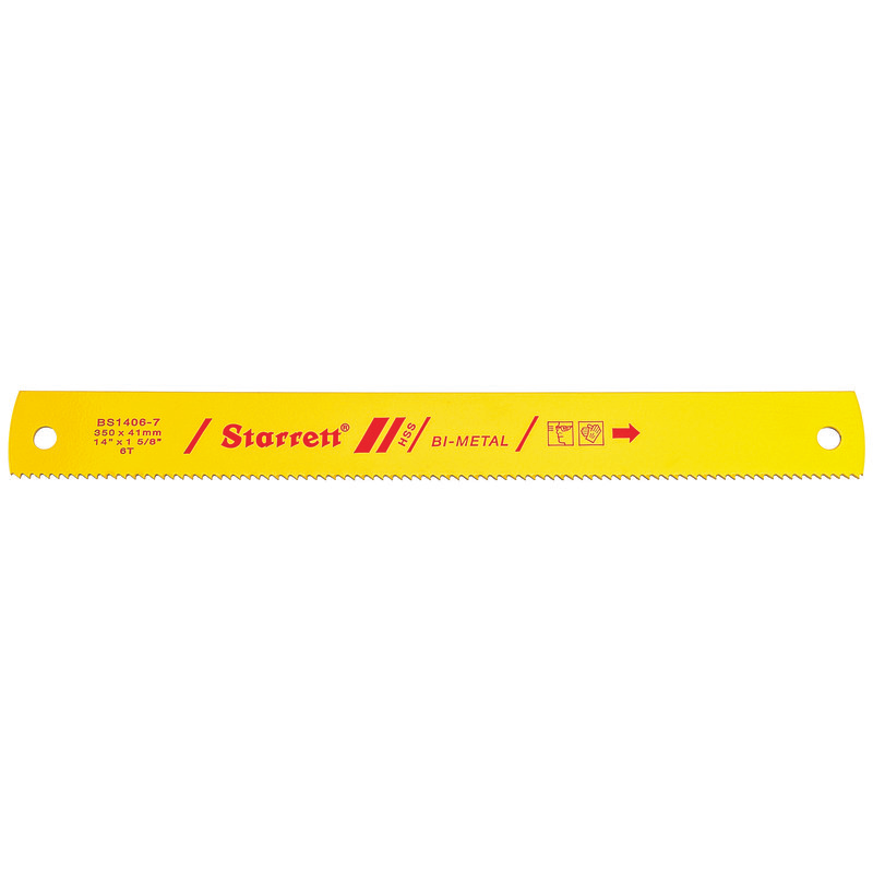 Starrett Power Hacksaw Blades Bi-Metal 350mm X 41mm X 2mm X 6TPI (SINGLES) BS1406-7 14 x 1-5/8 x .075 x 6T, Bi-Metal