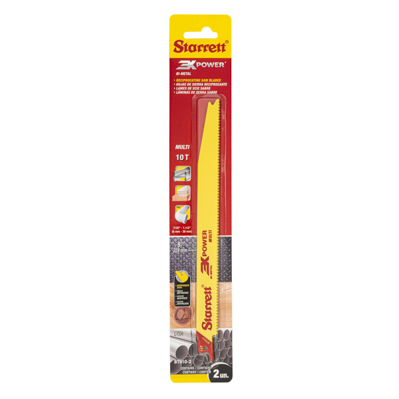Starrett - Tapered Recip Saw Blade 225mm X 10tpi (2 PACK)