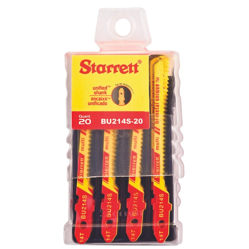 Starrett Jig Saw Blades - Unified Shank 50mm x 4.5 x 1mm x 14TPI Scroll Tooth (20 PA BU214S-20 Wood Cutting Jig Saw Blade