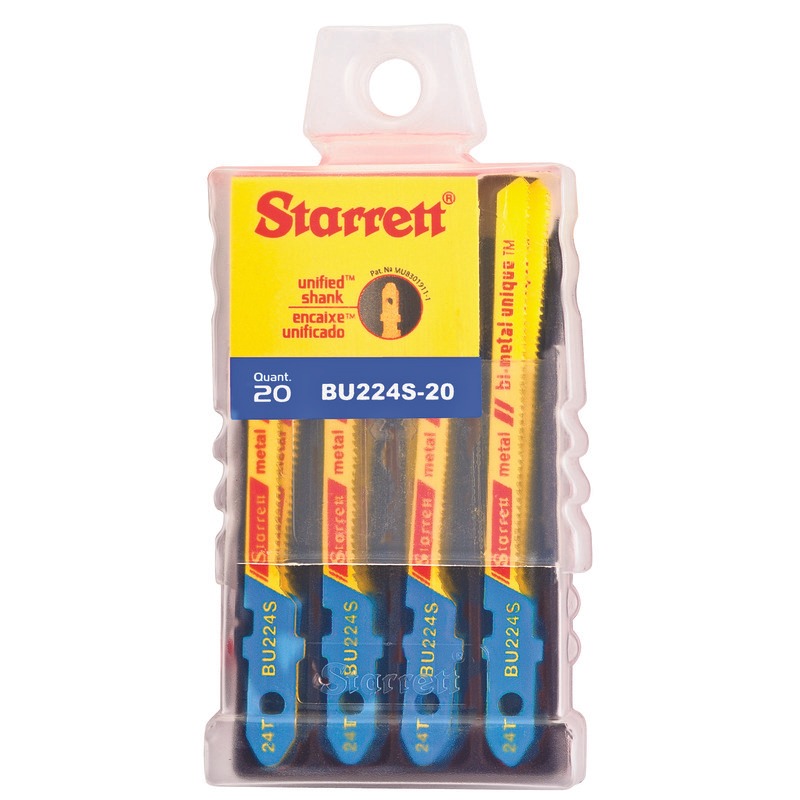 Starrett Jig Saw Blades - Unified Shank 50mm x 4.5mm x 1mm x 24TPI Scroll Tooth (20 KLIXP24-1-N I Beam Level