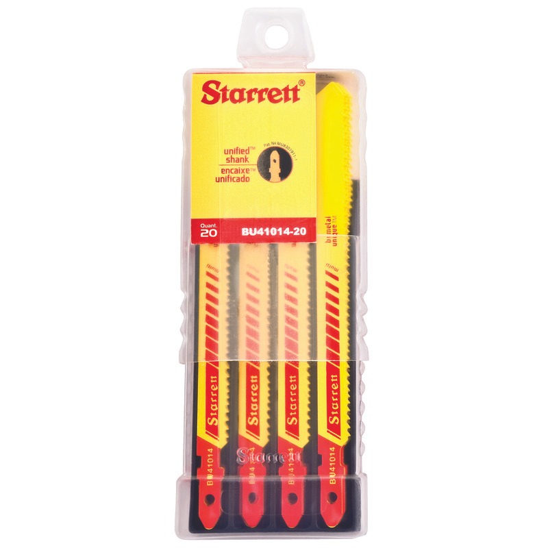 Starrett Jig Saw Blades - Unified Shank 100mm x 9.5 x 1mm x 10-14TPI Varipitch Tooth BU41014-20 Wood Cutting Jig Saw Blade
