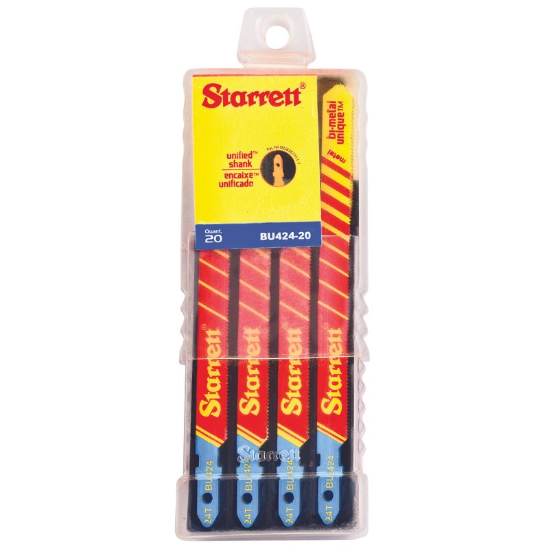 Starrett Jig Saw Blades - Unified Shank 100mm x 9.5mm x 1mm x 24TPI Regular Tooth (2 BU424-20 Metal Cutting Jig Saw Blade