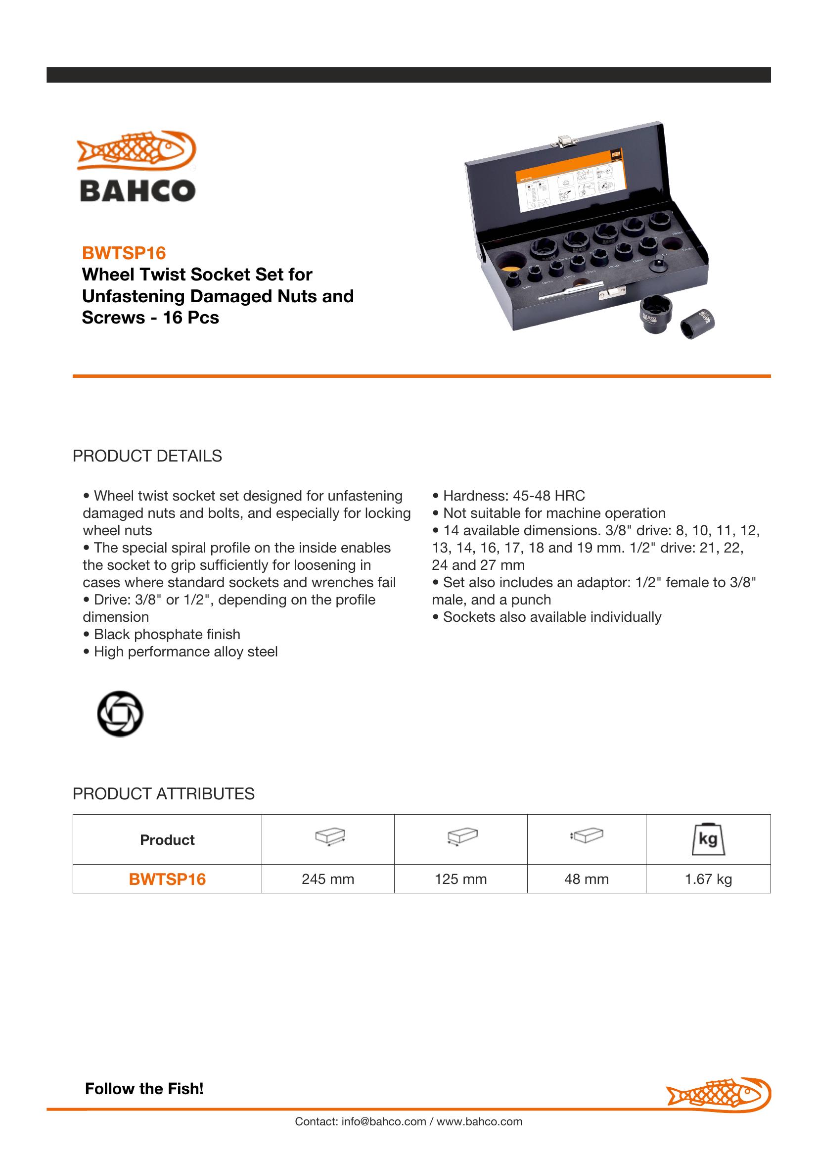 Bahco Twist Socket Set 16 piece, 3/8" & 1/2" drive - Image 3