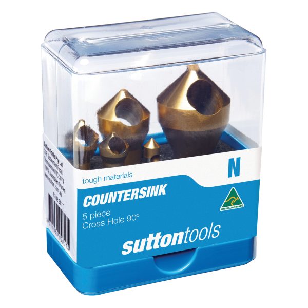 DEBURRING C'SINK C102 SC1T SET 5Pce CROSS HOLE HSS TiN 90deg