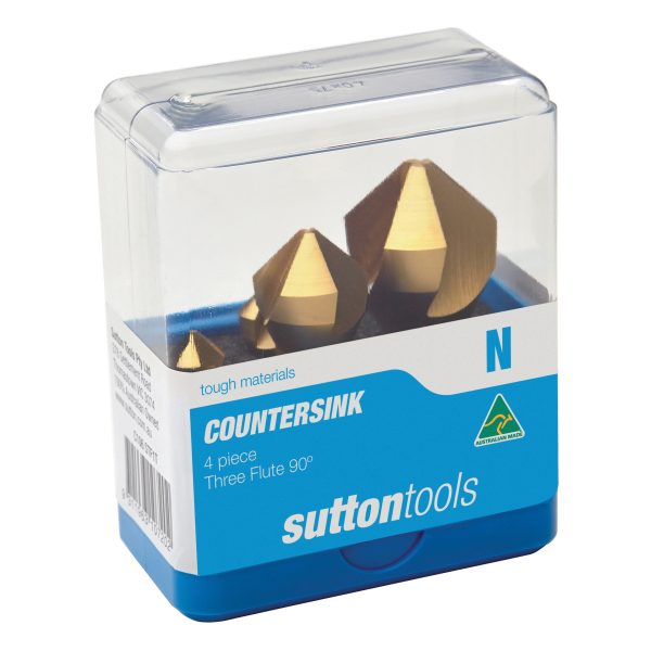 COUNTERSINK C106 STF1TSET 4Pce THREE FLUTE HSS TiN 90deg