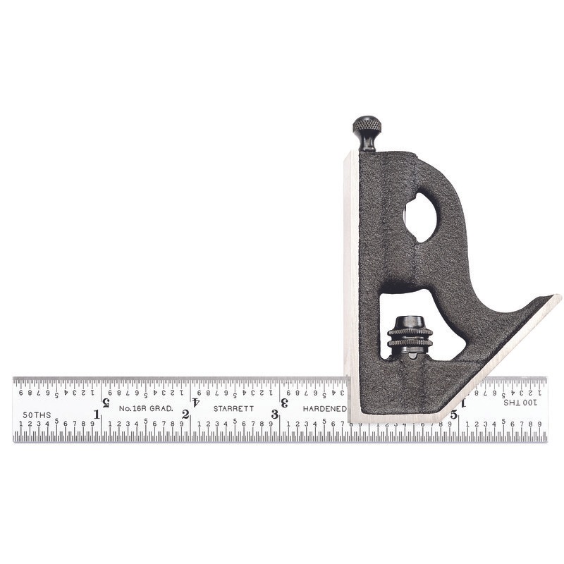 Starrett - Combination Square Cast Iron Head 6in 16R Grad