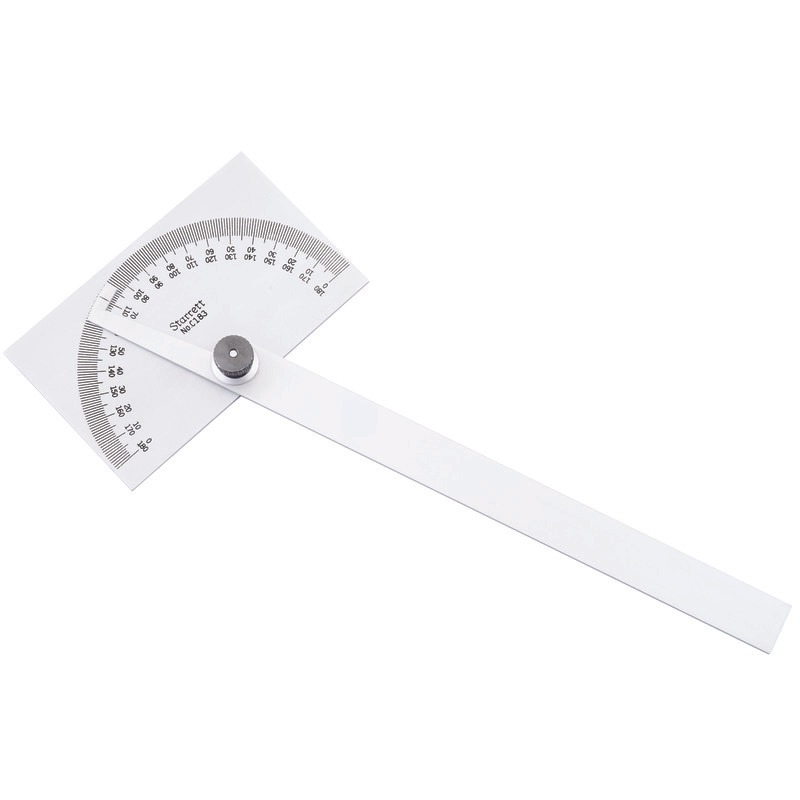 Starrett - Steel Protractor 6in (0-180deg) W/ Rectangular Head