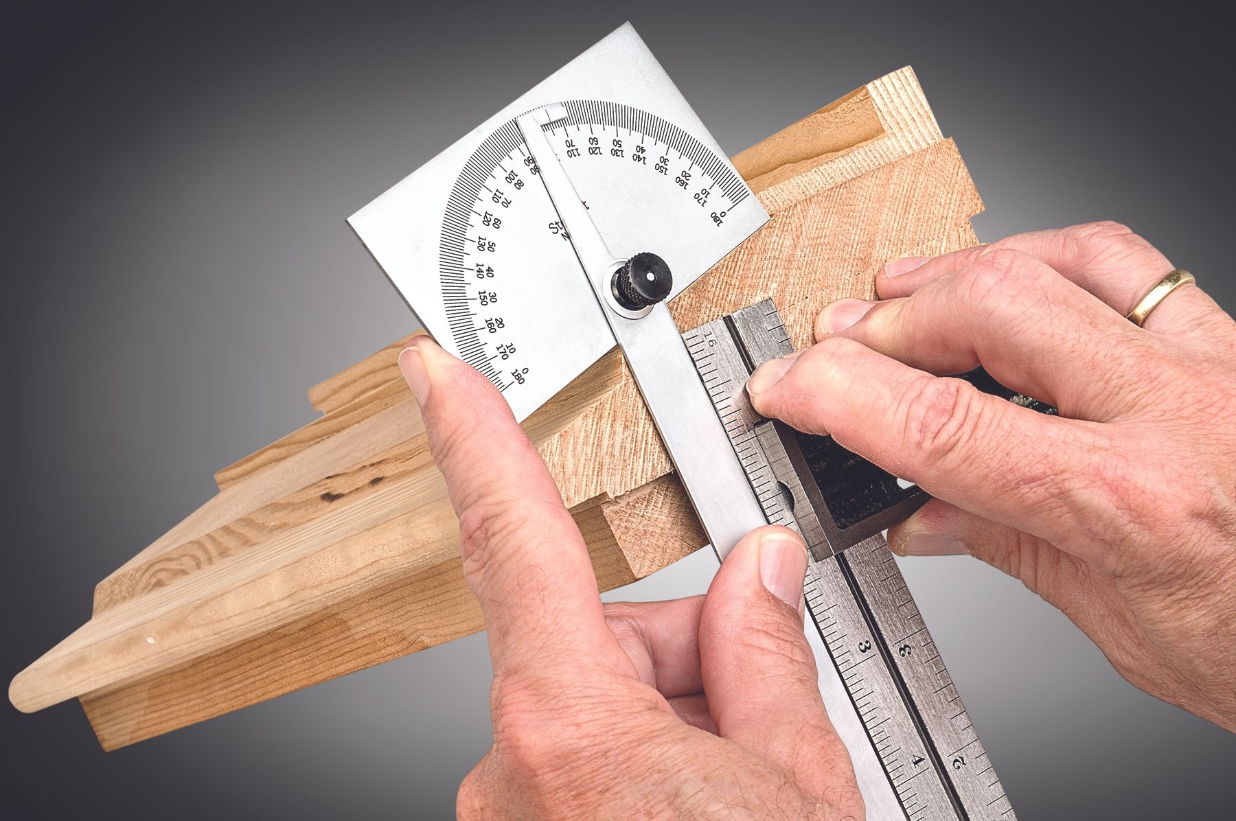 Starrett - Steel Protractor 6in (0-180deg) W/ Rectangular Head - Image 2