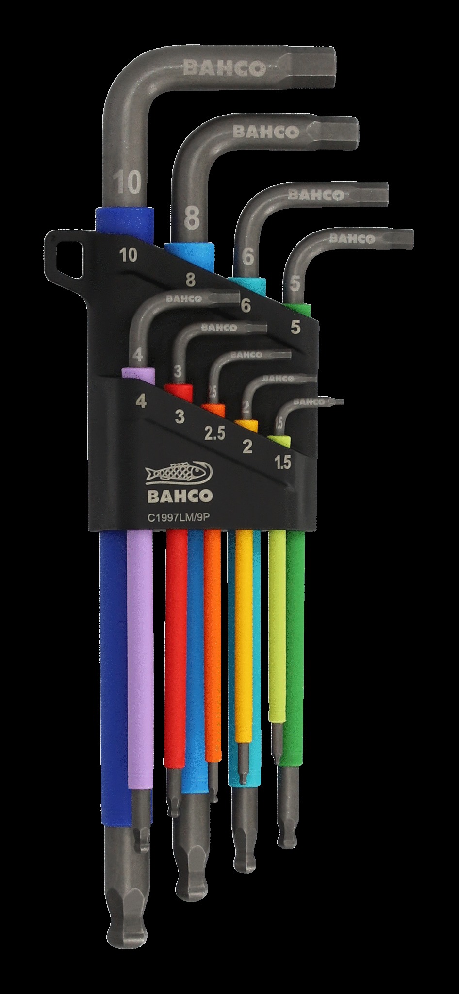 Bahco Metric Long Ball End Coloured Hex L-Key Set 1.5 mm-10 mm - 9 Pcs - Image 2