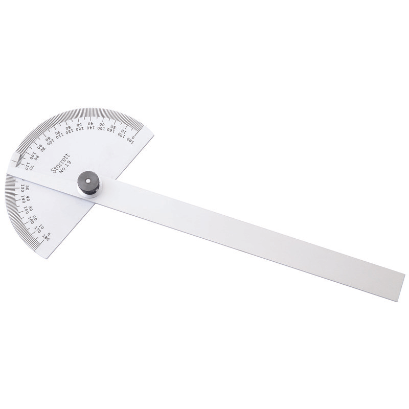 Starrett - Steel Protractor 0-180deg 6in Blade Half Round Head