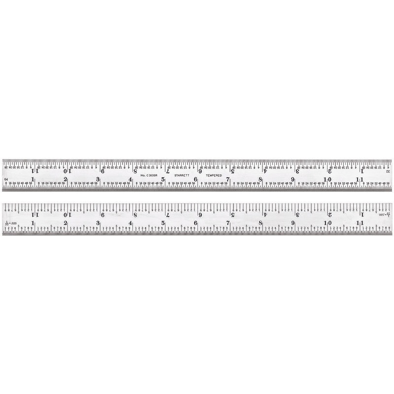 Starrett Steel Rule 12in 3R Grad Semi-Flexible C303SR-12 Semi Flexible Steel Rule with Inch Graduations