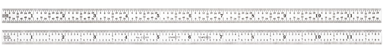 Starrett Steel Rule 12in 16R Grad Full-Flexible C316R-12 Full Flexible Steel Rule with Inch Graduations
