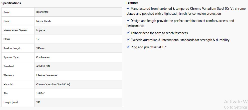 KINCROME C42C 1.5/16 COMBO SPANNER (MP) - Image 2
