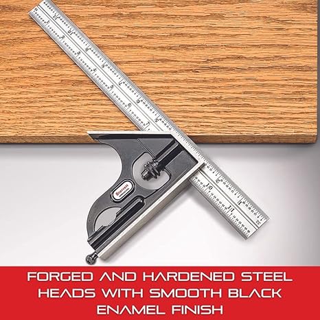 Starrett Combination Set 12in 4R Grad w/Standard Letter of Certification C434-12-4R W/SLC Combination Set with SLC, Square, Center and Reversible Protractor Head - 12"Blade Length, Forged and Hardened Steel Heads, 4R Graduation Type - Image 3