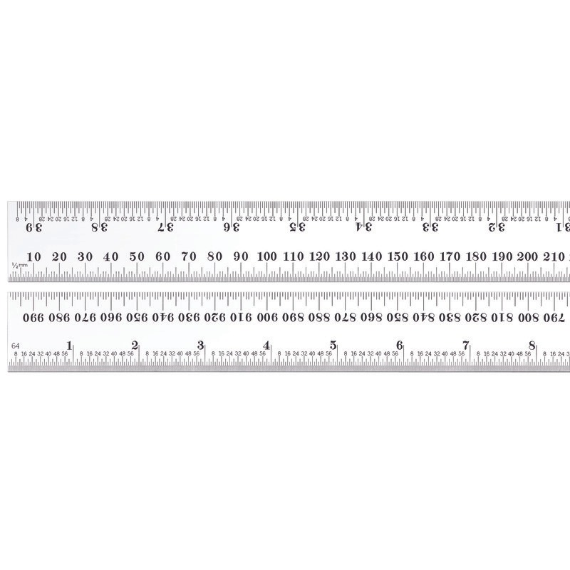 Starrett Steel Rule 1000mm (39 1/4in) No. 36 Grad C636-1000 Spring-Tempered Steel Rule with Millimeter and Inch Graduations