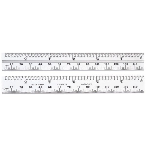 Starrett 150mm Blade Satin Chrome - Metric/English Grad CB150-36 Inch and Millimeter Blades Only for Combination Squares