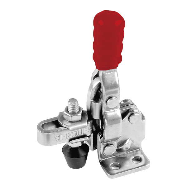 TOGGLE CLAMP, STAINLESS STEEL, VERTICAL, FLANGED BASE, STRAIGHT HANDLE, 91KG CAP, 33MM REACH