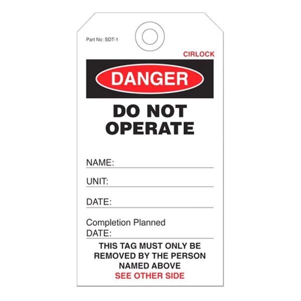 CIRLOCK - SAFETY TAG, POLY 140 x 75mm DANGER DO NOT OPERATE, [25] PK