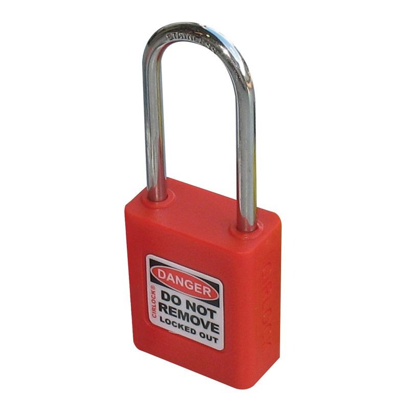 CIRLOCK - PADLOCK, PLASTIC, COLOUR CODED 50mm SHACKLE, RED, HANG PK