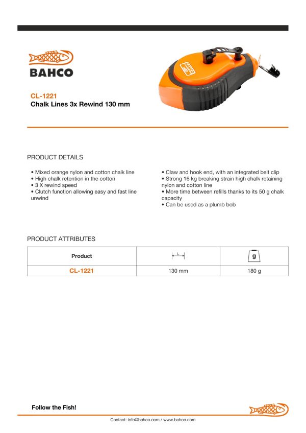 Bahco 30 metre (100ft) Chalk Line Reel - Image 5
