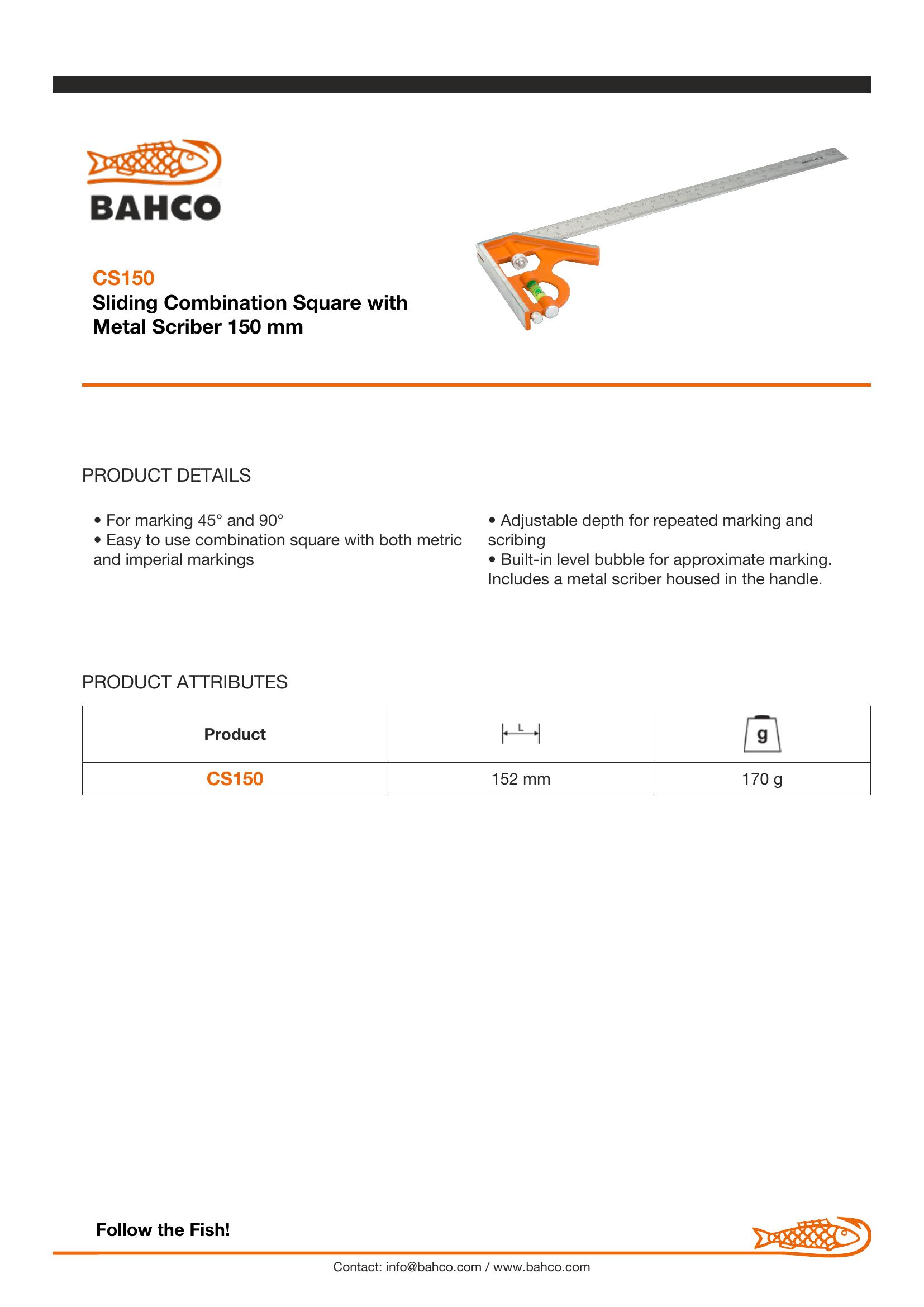 Bahco 150 mm combination square - Image 6