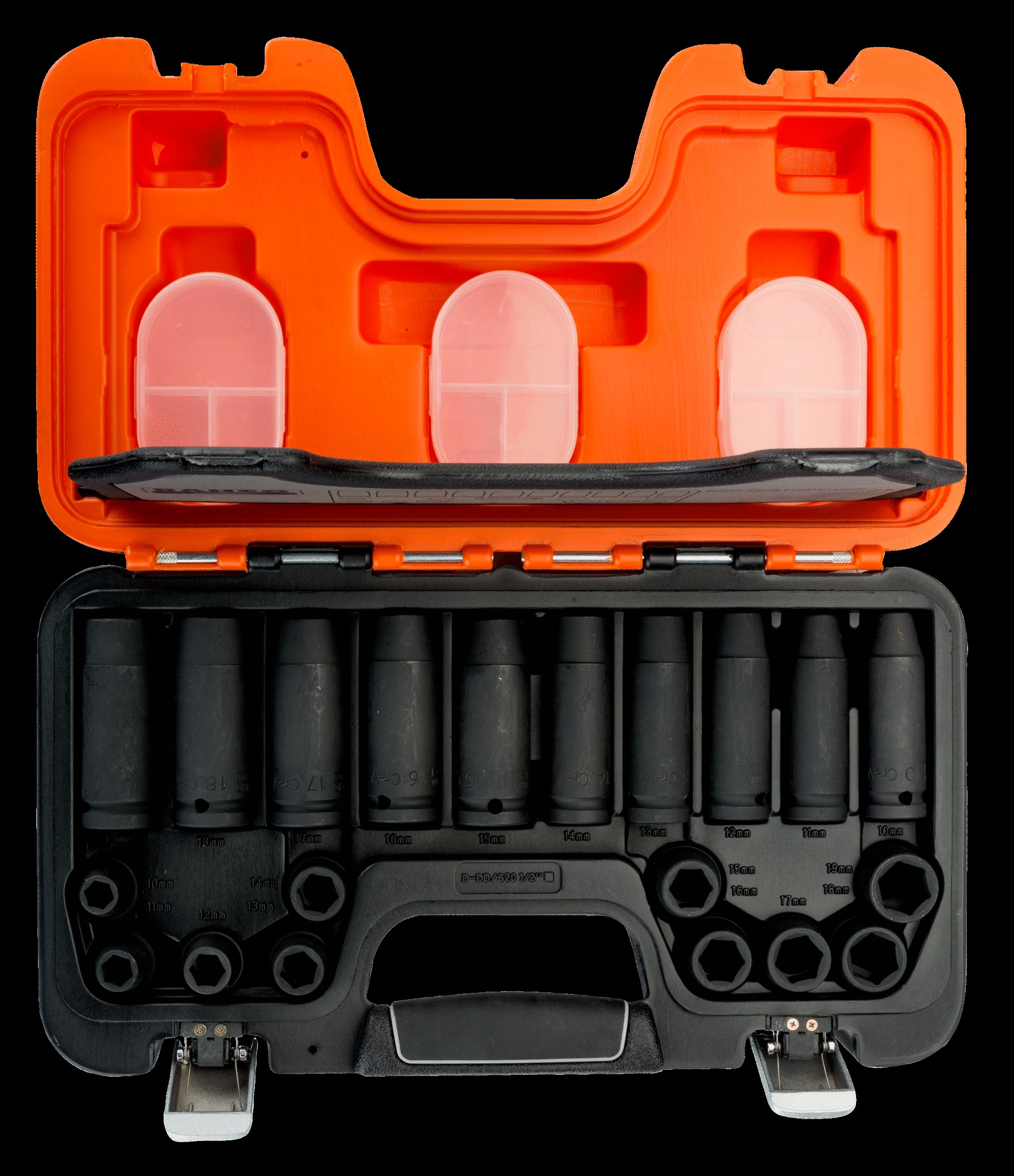 Bahco 20 piece 1/2" Long & Standard Impact Socket Set. Set contains: Standard - 10, 11, 12, 13, 14, 15, 16, 17, 18 & 19mm. Deep: 10, 11, 12, 13, 14, 15, 16, 17, 18 & 19mm - Image 2