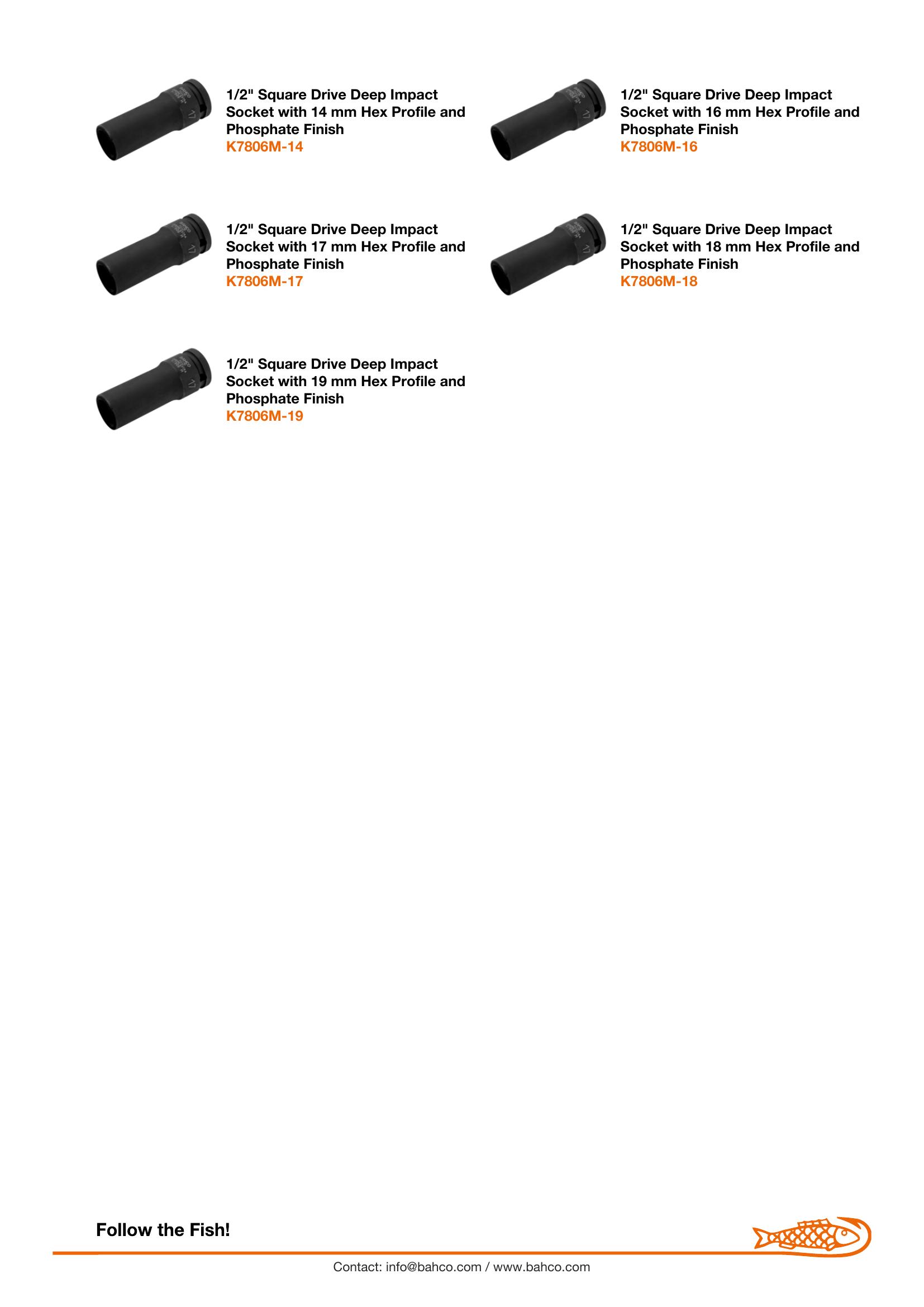 Bahco 20 piece 1/2" Long & Standard Impact Socket Set. Set contains: Standard - 10, 11, 12, 13, 14, 15, 16, 17, 18 & 19mm. Deep: 10, 11, 12, 13, 14, 15, 16, 17, 18 & 19mm - Image 7