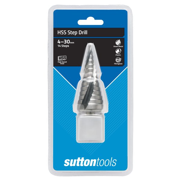 DRILL STEP HSS 4-30mm 14-STEP SPIRAL FLUTE SUTTON