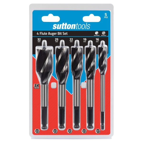 DRILL D514 AUGER BIT SET 4-FLUTE. 16-32MM 5PC