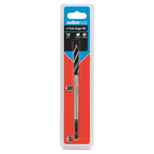 DRILL D514 10.0mm x 165mm AUGER BIT 4-FLUTE 1/4" HEX SHANK