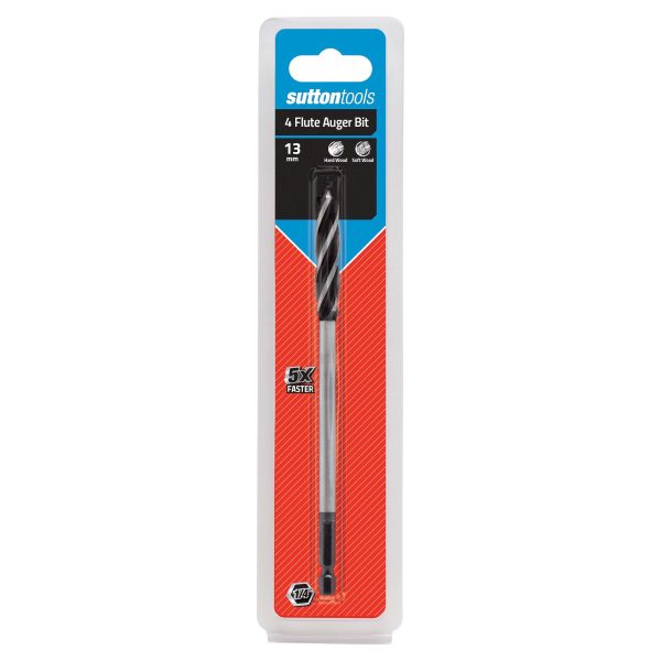 DRILL D514 13.0mm x 165mm AUGER BIT 4-FLUTE 1/4" HEX SHANK