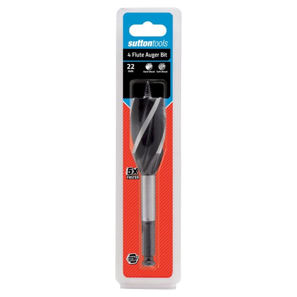 DRILL D514 22.0mm x 165mm AUGER BIT 4-FLUTE 7/16" HEX SHANK