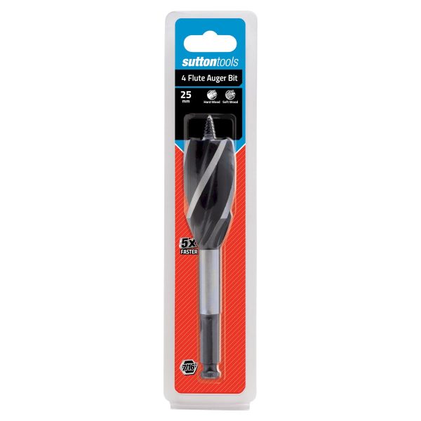 DRILL D514 25.0mm x 165mm AUGER BIT 4-FLUTE 7/16" HEX SHANK