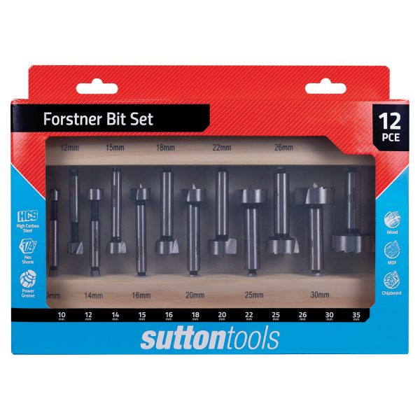 FORSTNER BIT D523 SET HSC 12 PCE 16 20 26 35MM TIMBER BOX