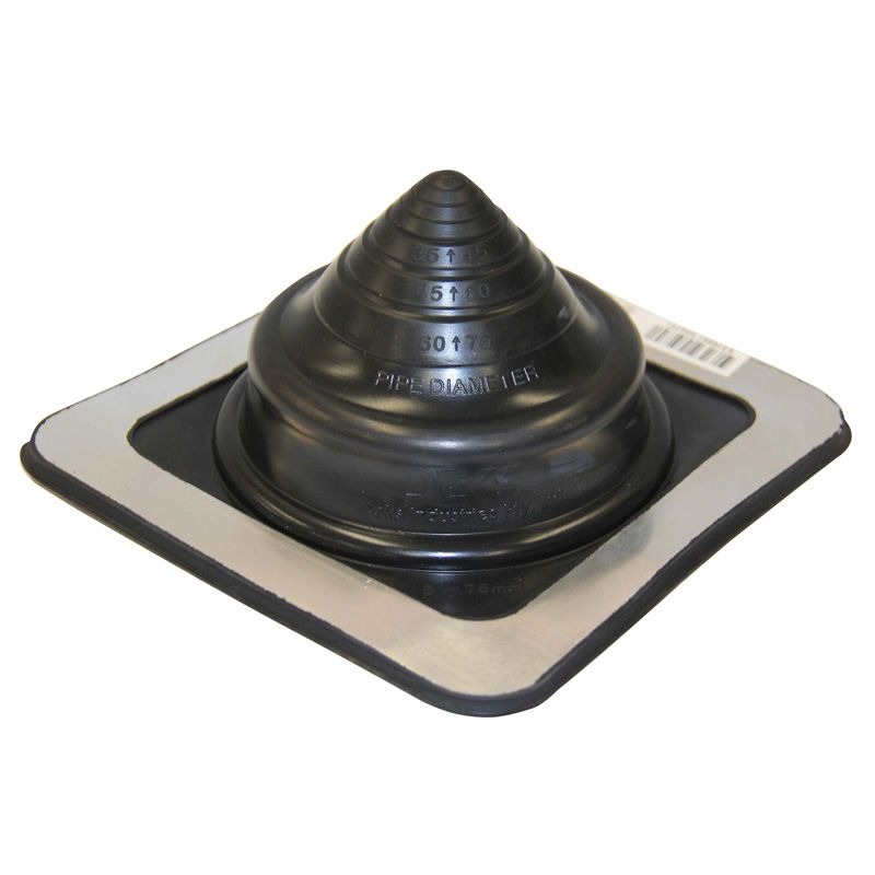 DEKTITE - FLASHING #3, 5-127mm PIPE 221 x 221mm BASE, BLACK COMBO