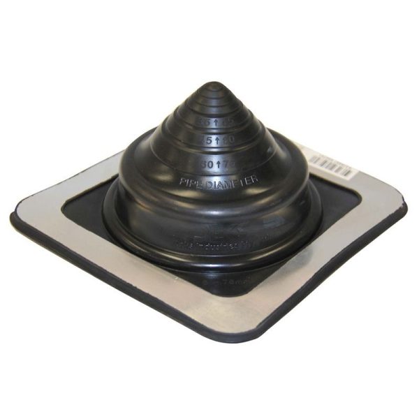 DEKTITE - FLASHING #3, 5-127mm PIPE 221 x 221mm BASE, BLACK COMBO