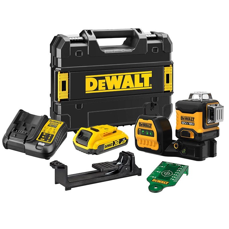 DEWALT - LASER LEVEL, 3 x 360 MULTILINE GREEN 18V, 2Ah BATT & CHARGER