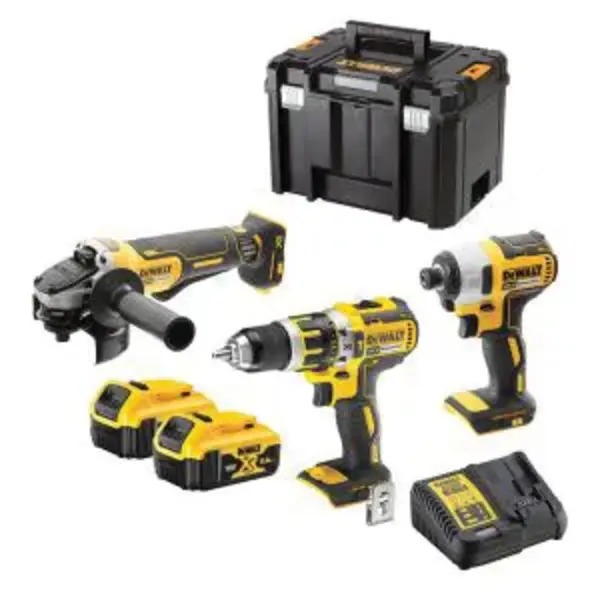 DEWALT - COMBI KIT, 3 PCE, DRILL&IMPACT DRVR,GRINDR, 2x4Ah BATTS&CHRGR