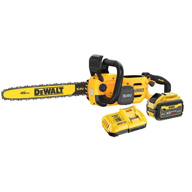 DEWALT - CHAINSAW, 45cm 54V FLEXVOLT 1 x 9Ah KIT W/ HARD CARRY CASE