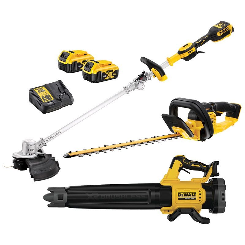 DEWALT - COMBI KIT, 3 PCE 18V XR 5Ah BLOWER, HEDGE & LINE TRIMMER