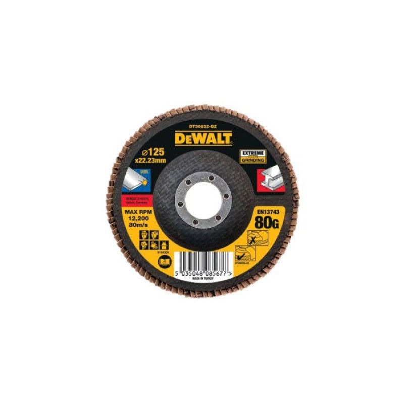 DEWALT - DISC, ABRASIVE FLAP, EXTREME 125mm x 22.23mm 80G