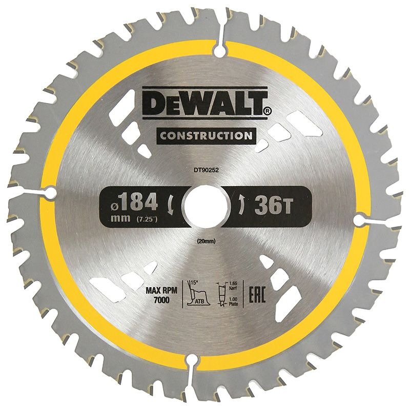 DEWALT - BLADE, CIRCULAR SAW 36T CONSTRUCTION, 184 x 20mm
