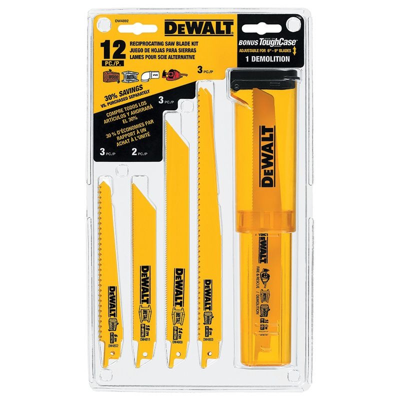DEWALT - BLADE SET, RECIPROCATING SAW WOOD/METAL RESCUE 12 PIECE